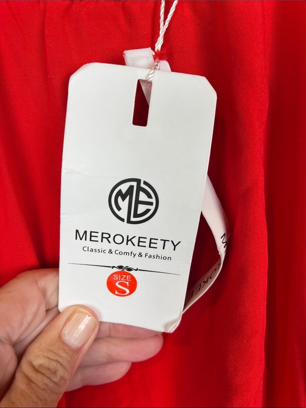 NWT MEROKEETY Halter Neck A-Line Swing Mini Dress Red Size Small - Picture 5 of 8